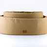 Sand and cream bull denim cotton natural Nest dog bed from Hixx. Made in Britain.
