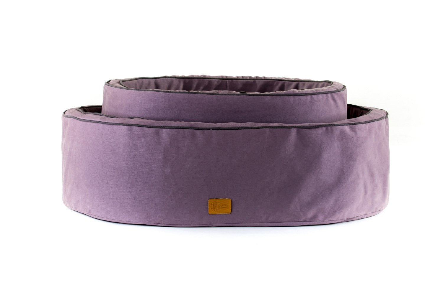 Mauve bull denim cotton natural all season Nest dog bed made from organic materials in Britain.
