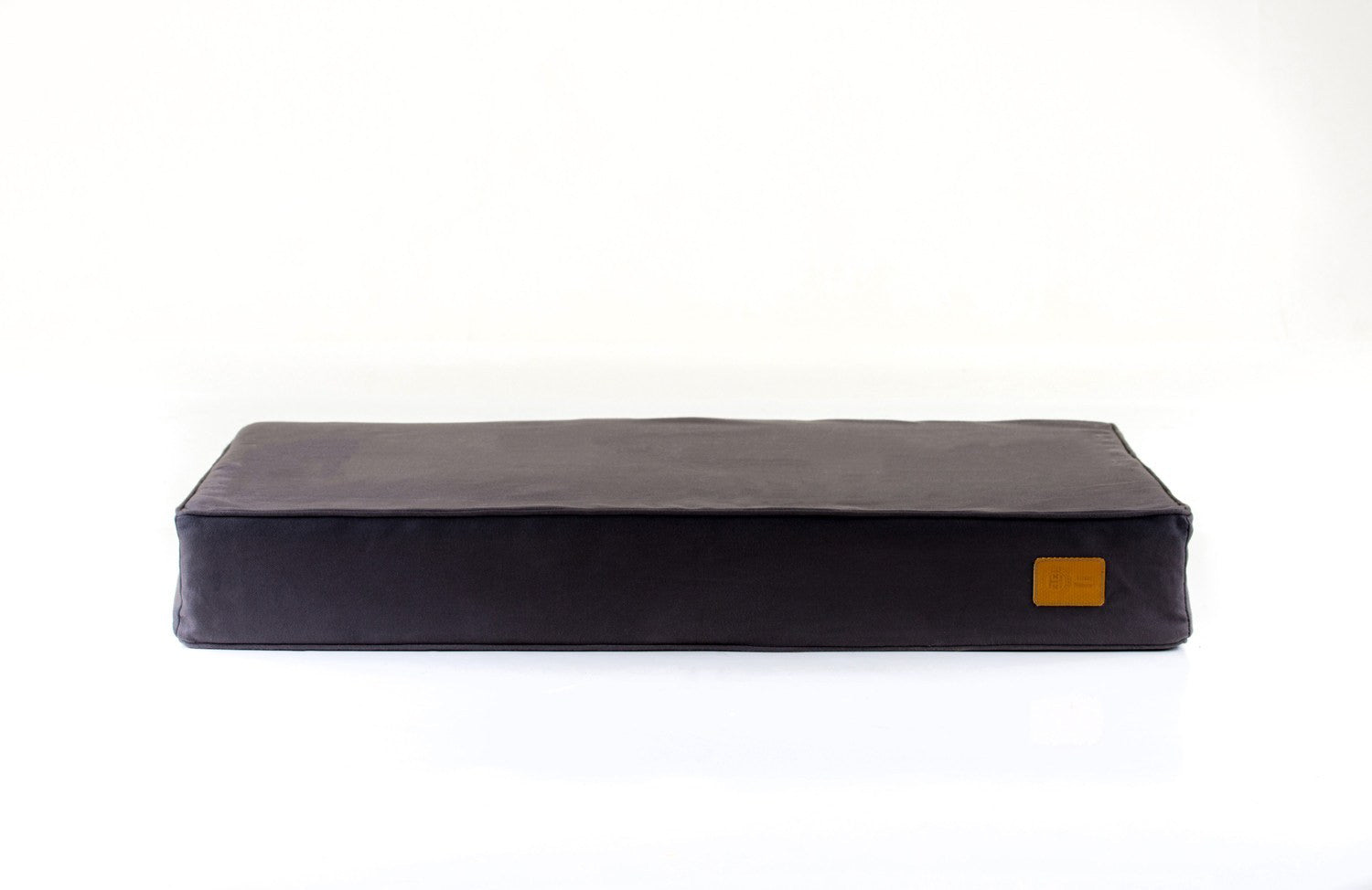 Charcoal bull denim cotton Classic natural dog bed made in Britain.