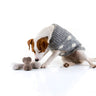 Jack Russell with natural grey and brown felted wool bones.