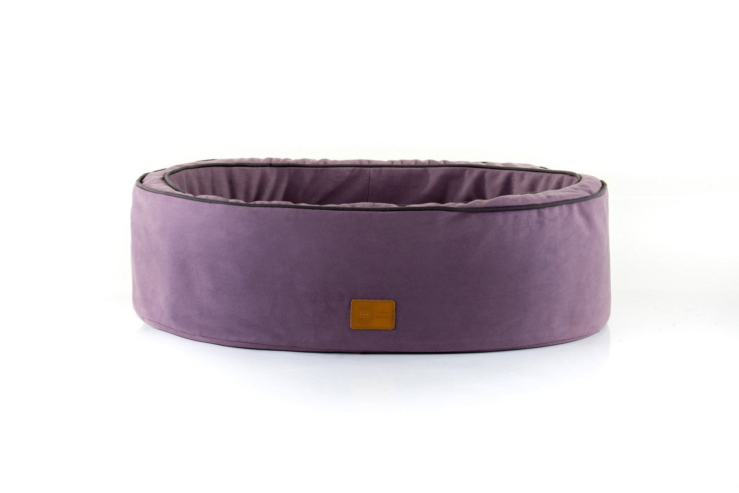 Mauve bull denim cotton natural all season Nest dog bed made from organic materials in Britain.