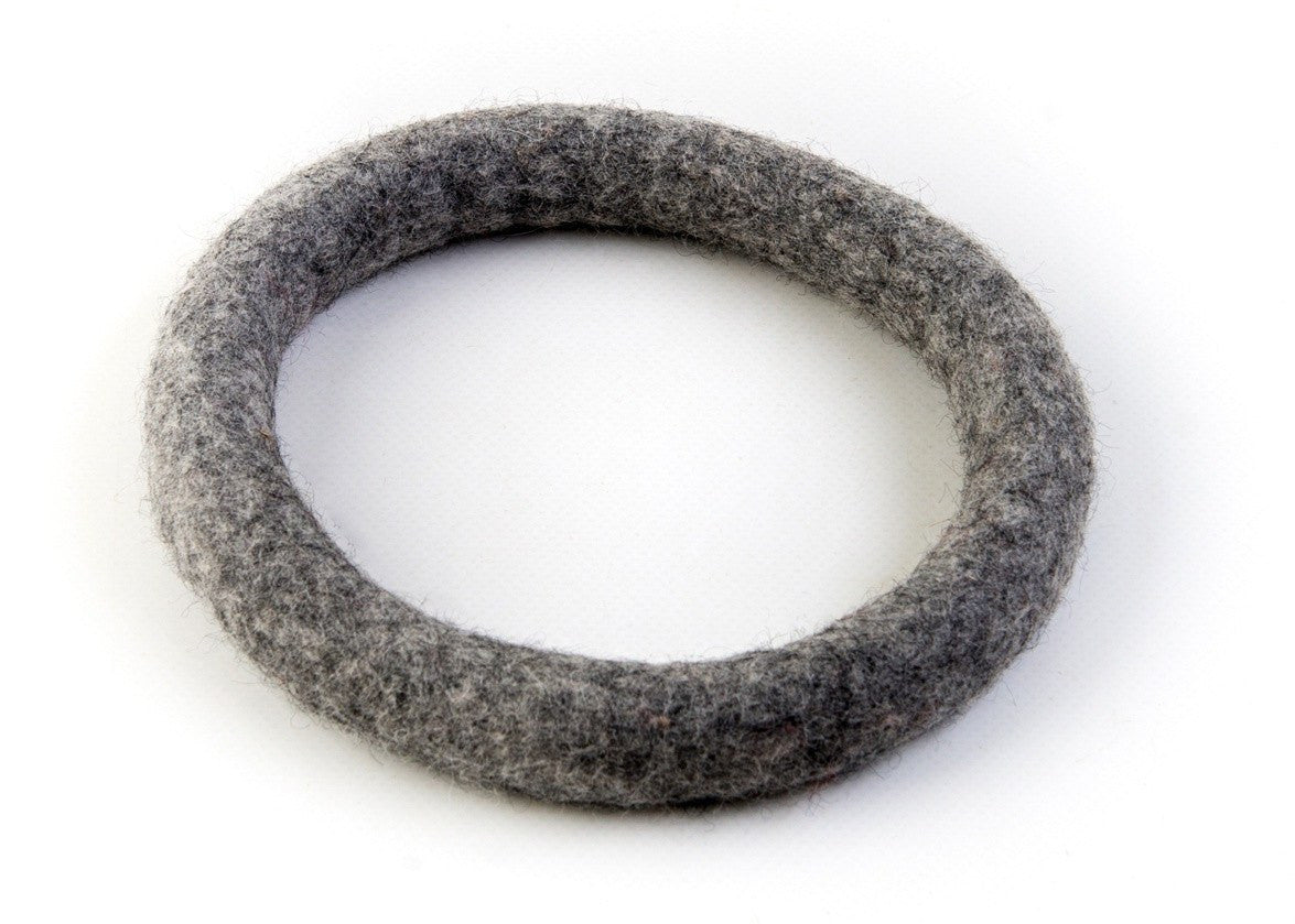 Natural grey felted wool ring large
